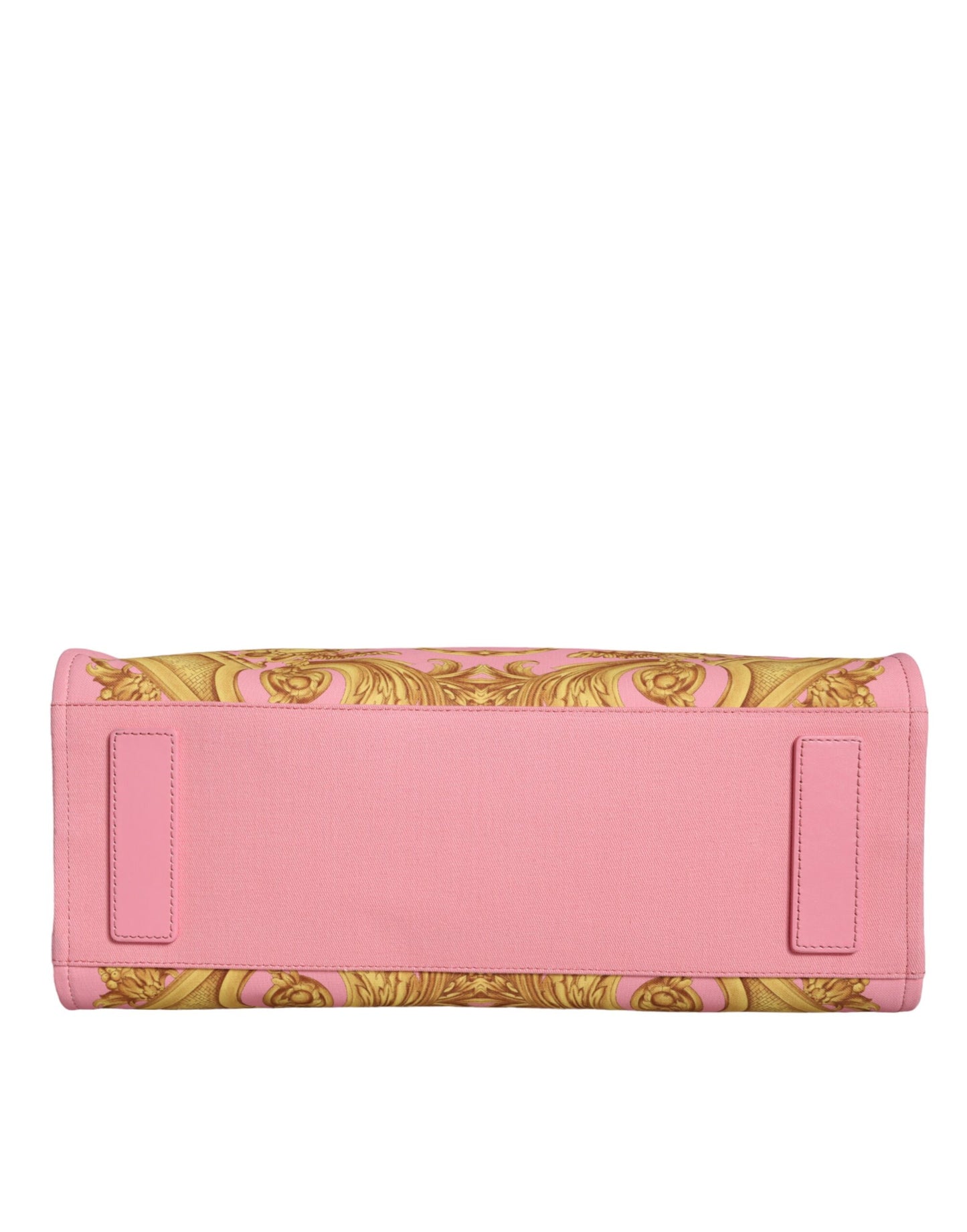 Pink Printed Large Fabric Leather Shopping Tote Bag