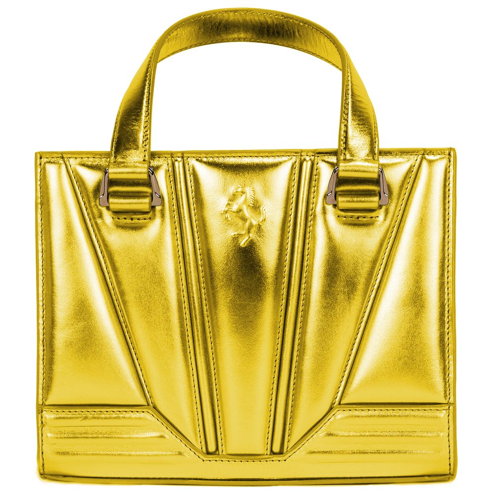 Ferrari Yellow Leather Handbag