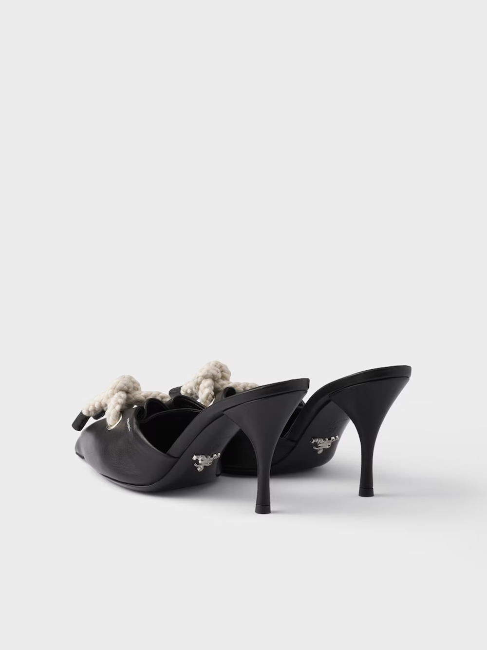Prada Black Nappa Leather Rope Detail Sandals