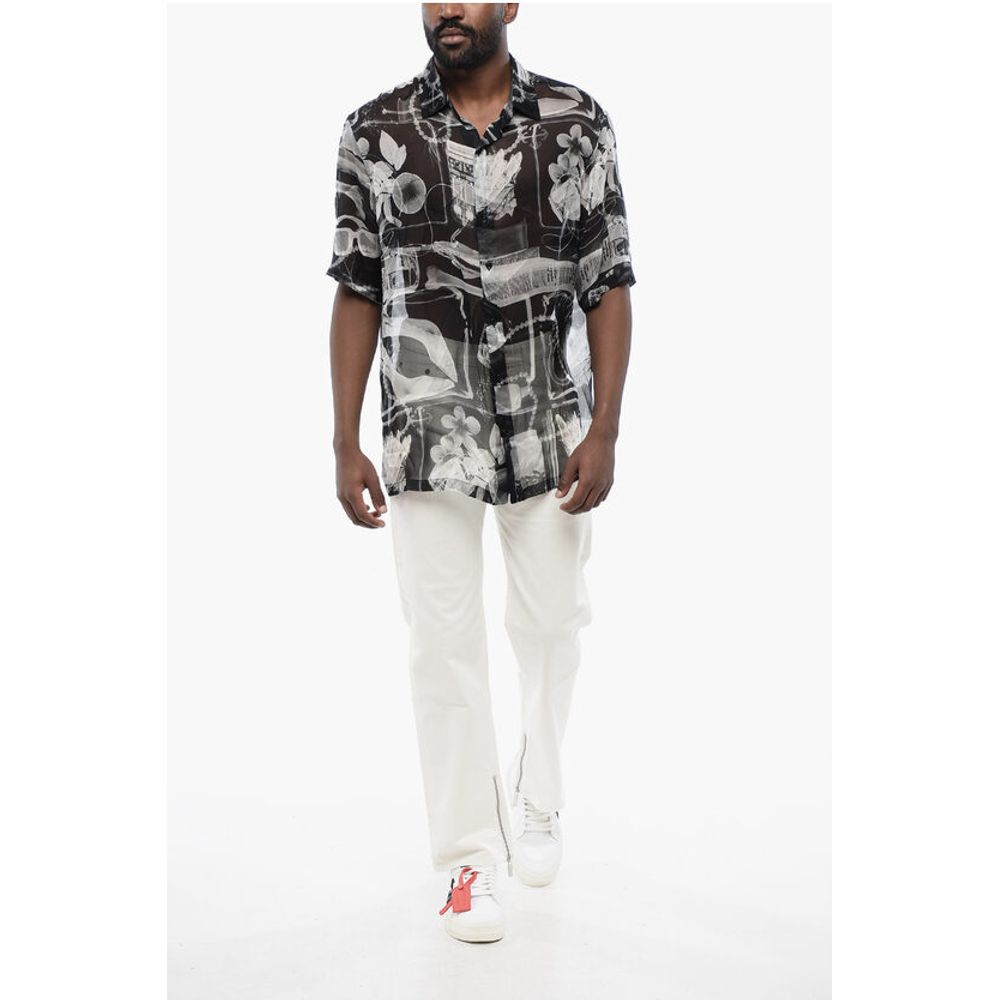 Off-White Patterned Silk Chiffon Shirt