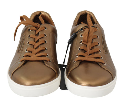 Dolce & Gabbana Golden Metallic Leather Sneakers