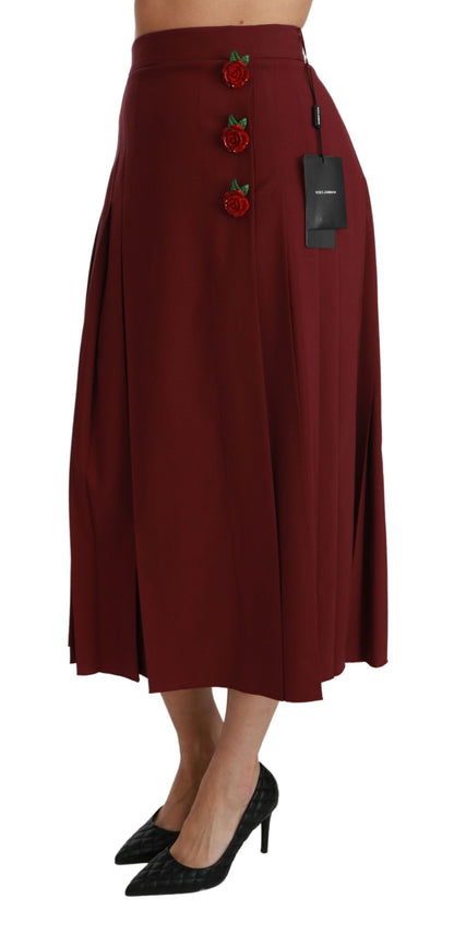 Dolce & Gabbana Elegant Red High Waist Virgin Wool Skirt