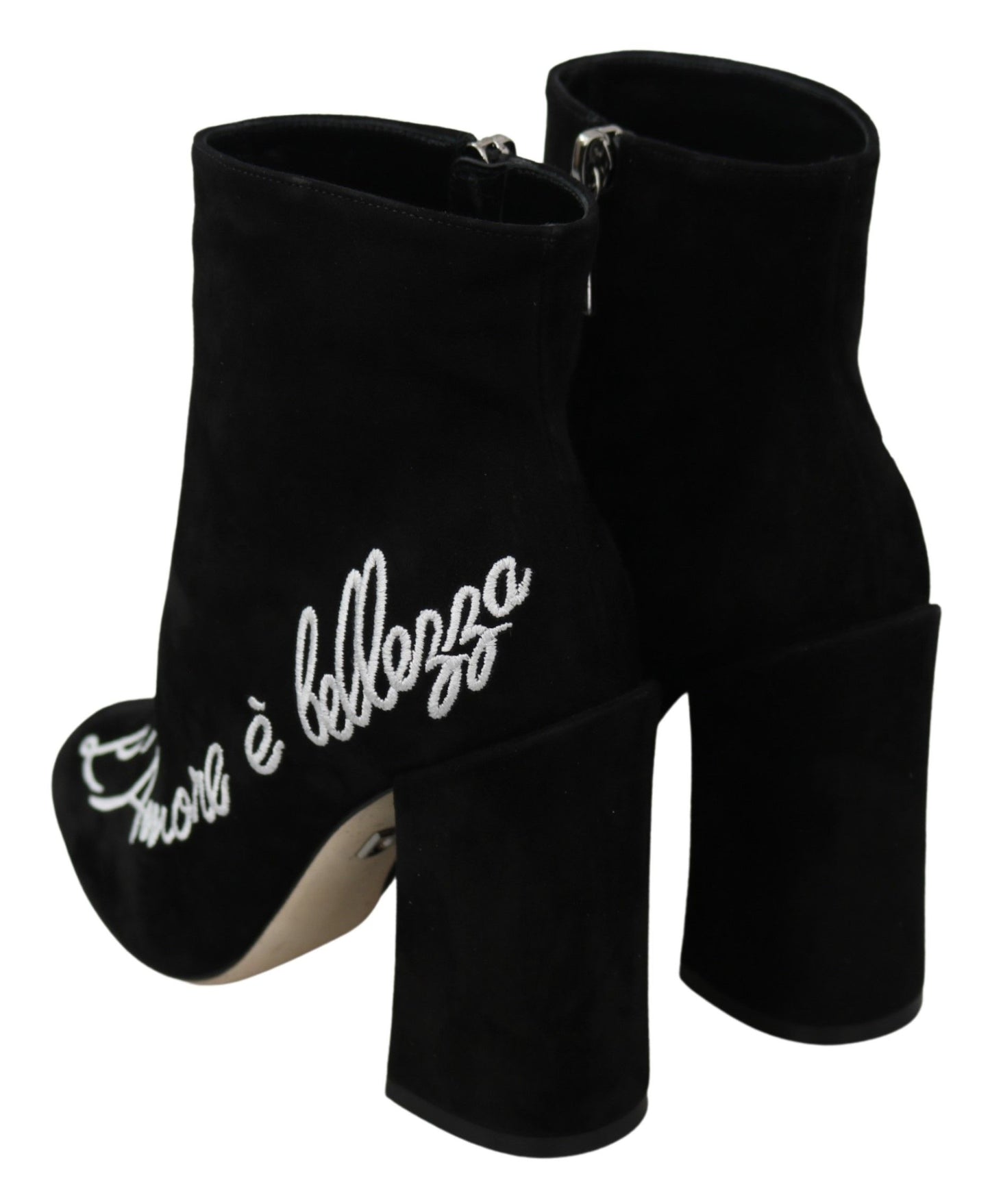 Dolce & Gabbana Embroidered Ankle Boots in Lambskin Suede