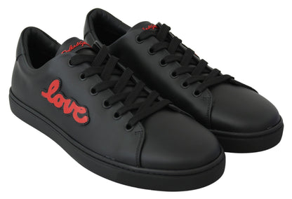 Dolce & Gabbana Elegant Leather Sneakers with Red Accents