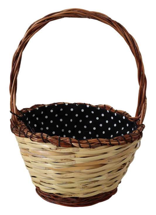 Chic Beige Wicker Basket Tote Bag