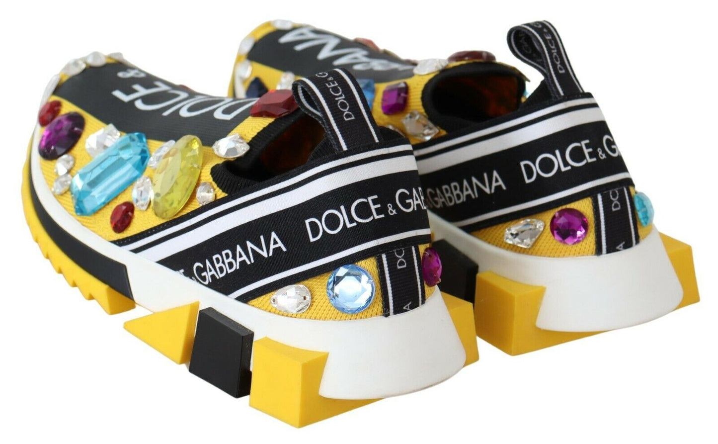 Dolce & Gabbana Embellished Yellow Sorrento Sneakers