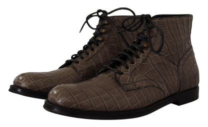 Dolce & Gabbana Elegant Crocodile Derby Brogue Boots