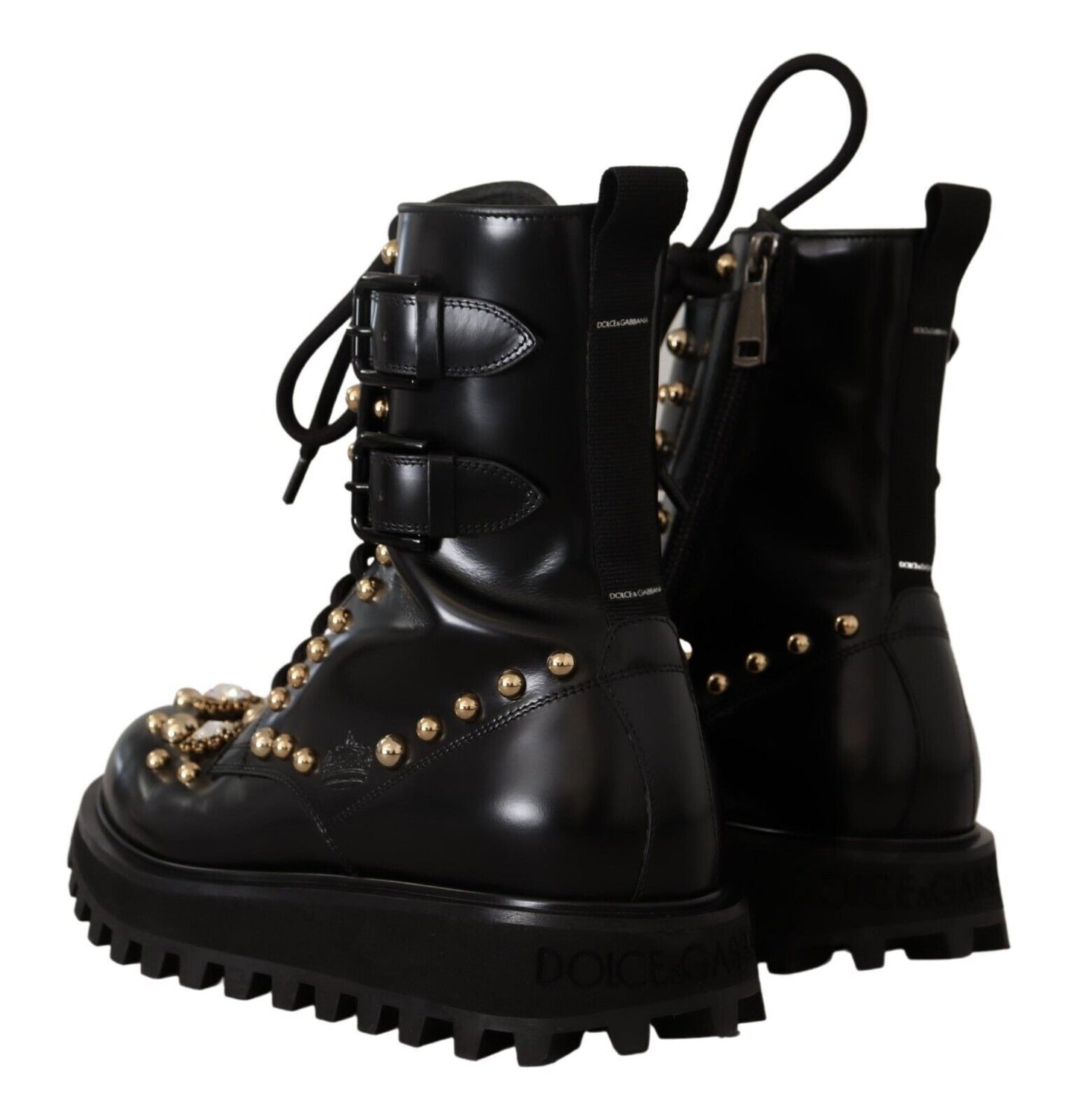 Dolce & Gabbana Black Crystal-Studded Formal Boots