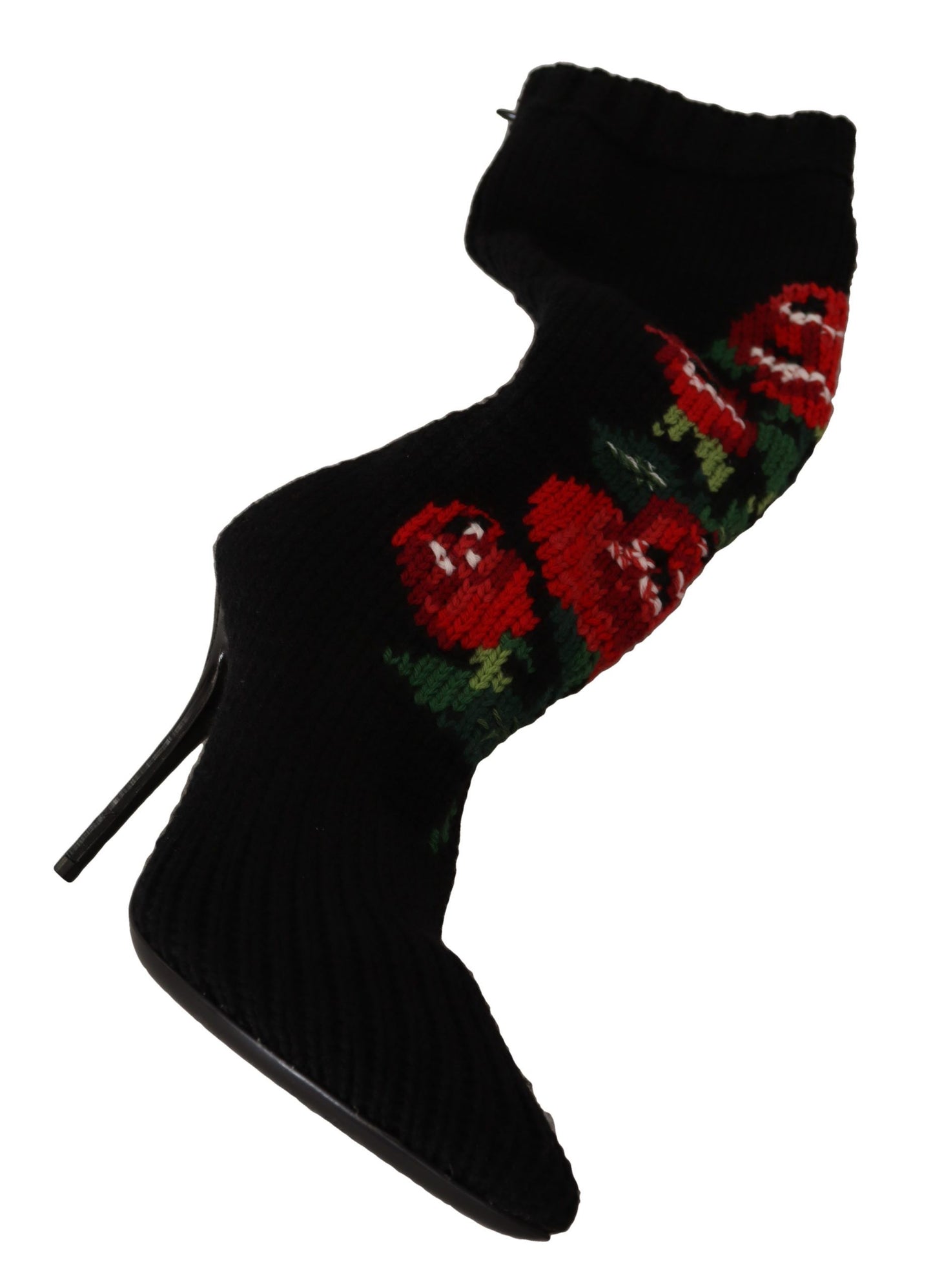 Dolce & Gabbana Elegant Sock Boots with Red Roses Detail