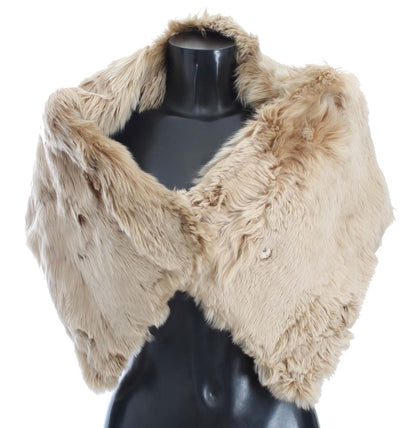 Elegant Alpaca Fur Shoulder Wrap in Beige