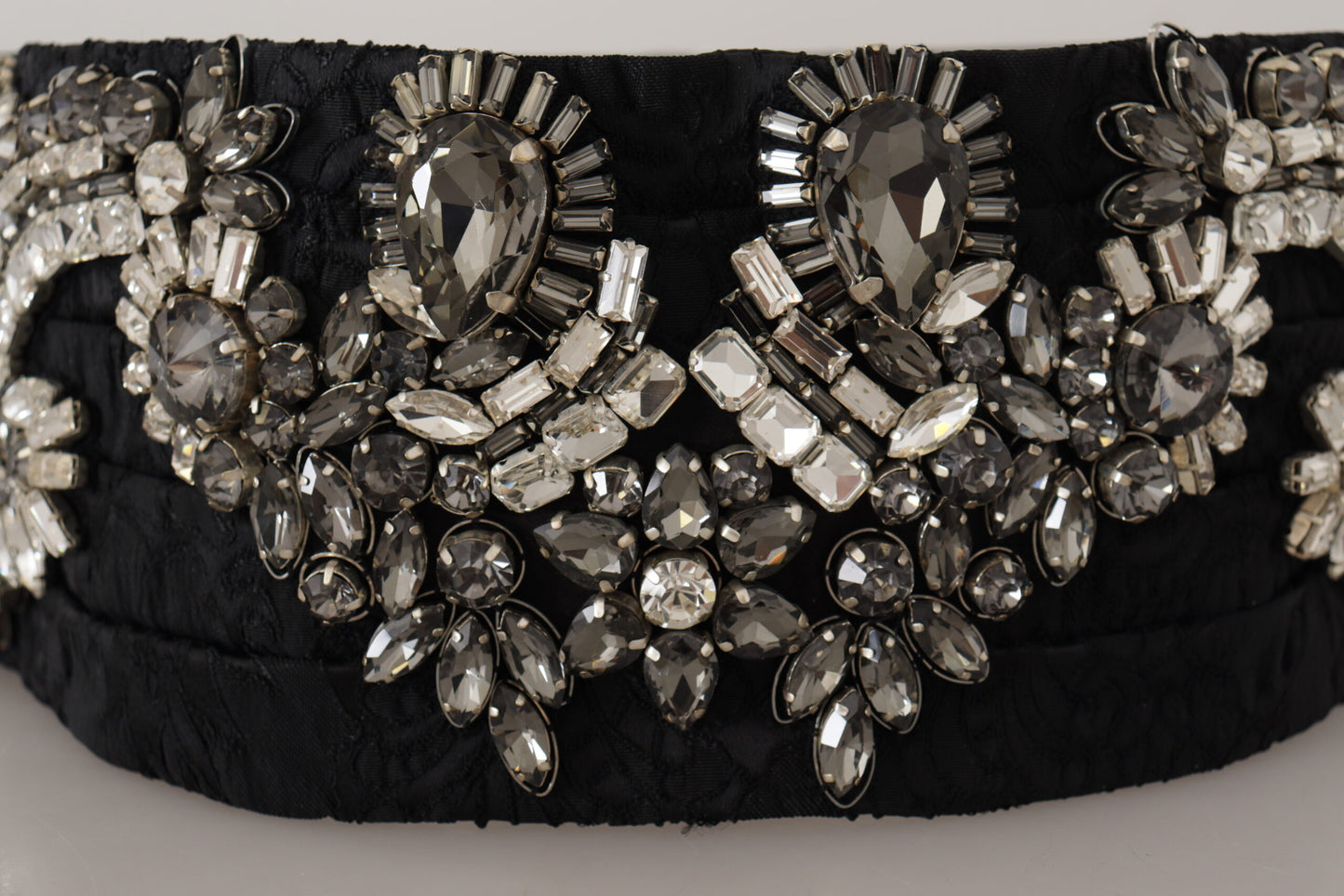 Elegant Rhinestone-Embellished Silk Belt