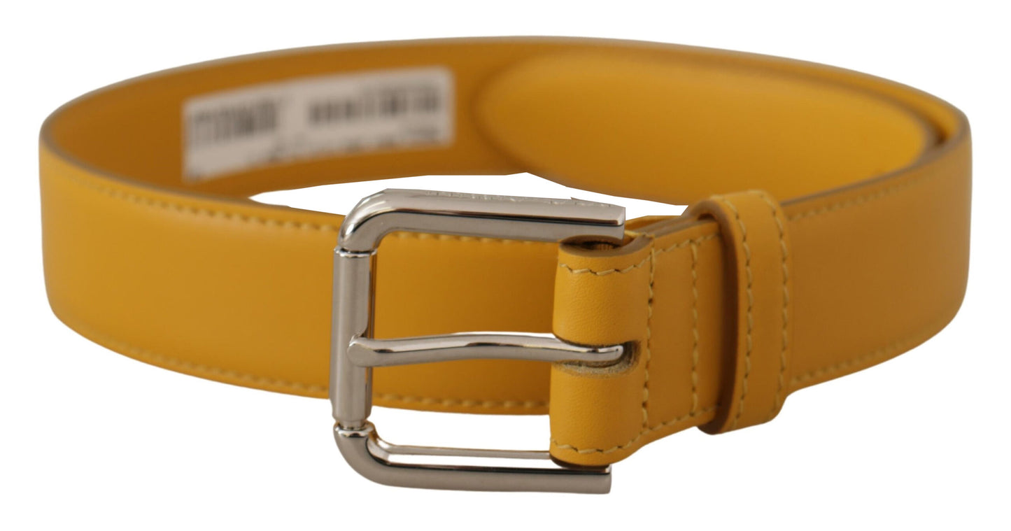 Elegant Leather Belt in Sunshine Yellow