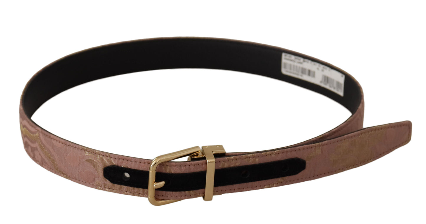 Chic Rose Pink Leather Belt with Logo Buckle