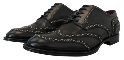 Dolce & Gabbana Elegant Studded Black Derby Shoes