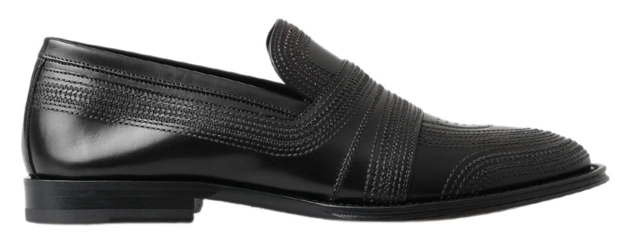 Dolce & Gabbana Elegant Black Leather Slipper Loafers