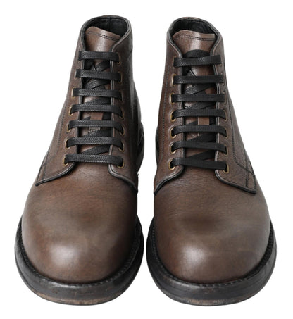 Dolce & Gabbana Elegant Horse Leather Lace-Up Boots