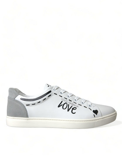 Dolce & Gabbana Elegant White Calfskin Leather Sneakers