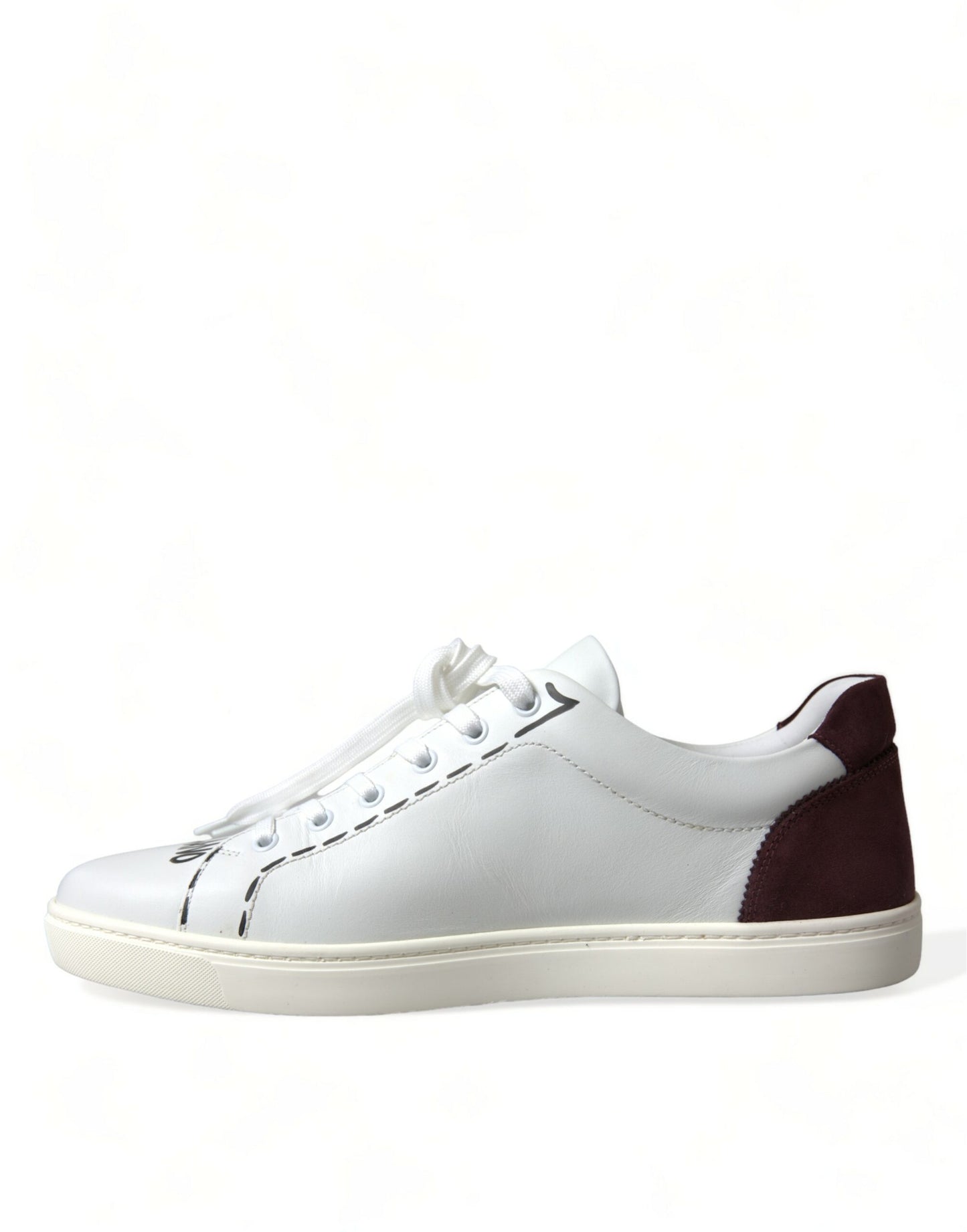 Dolce & Gabbana Exclusive White Bordeaux Low Top Sneakers