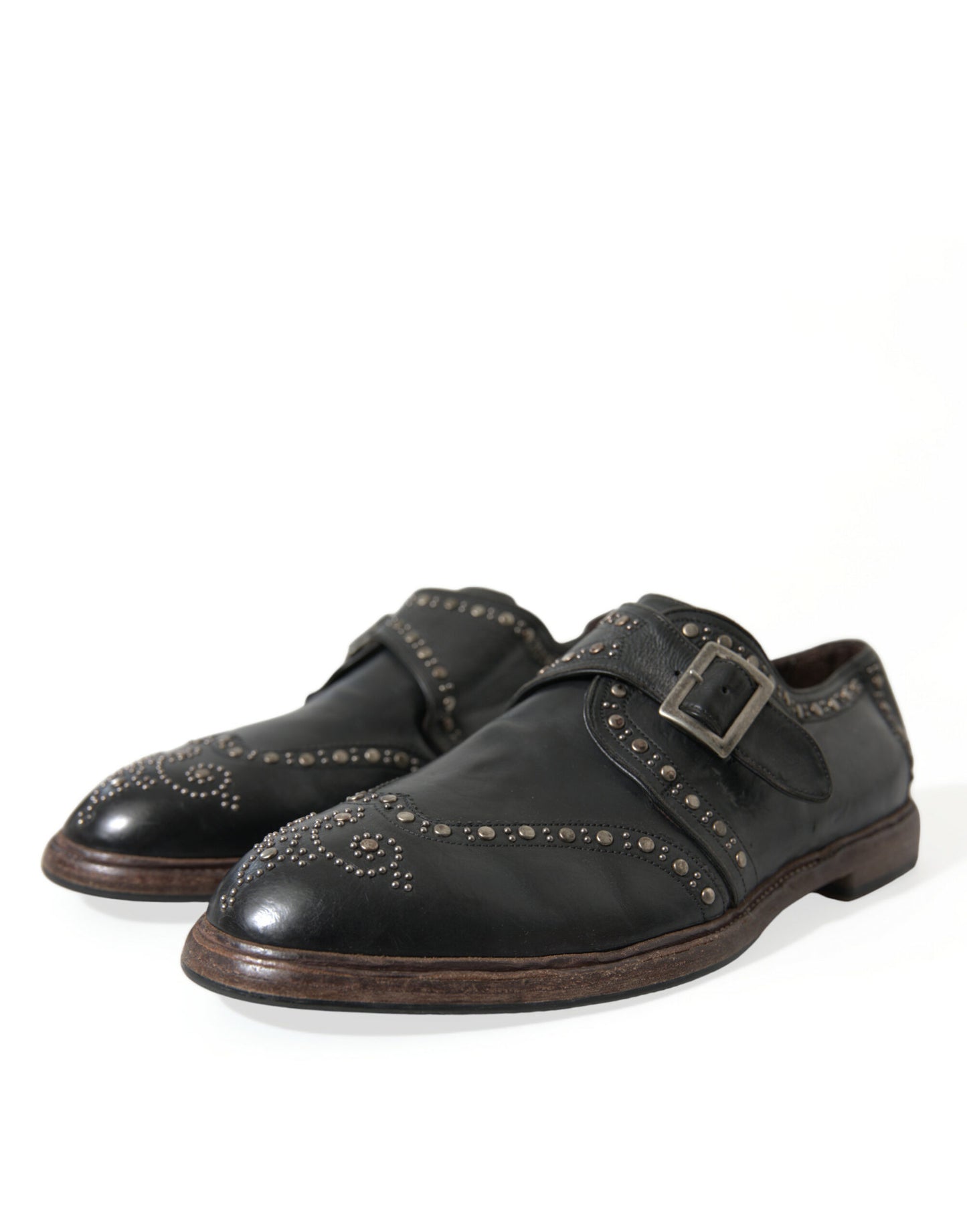 Dolce & Gabbana Elegant Calfskin Leather Monk Straps