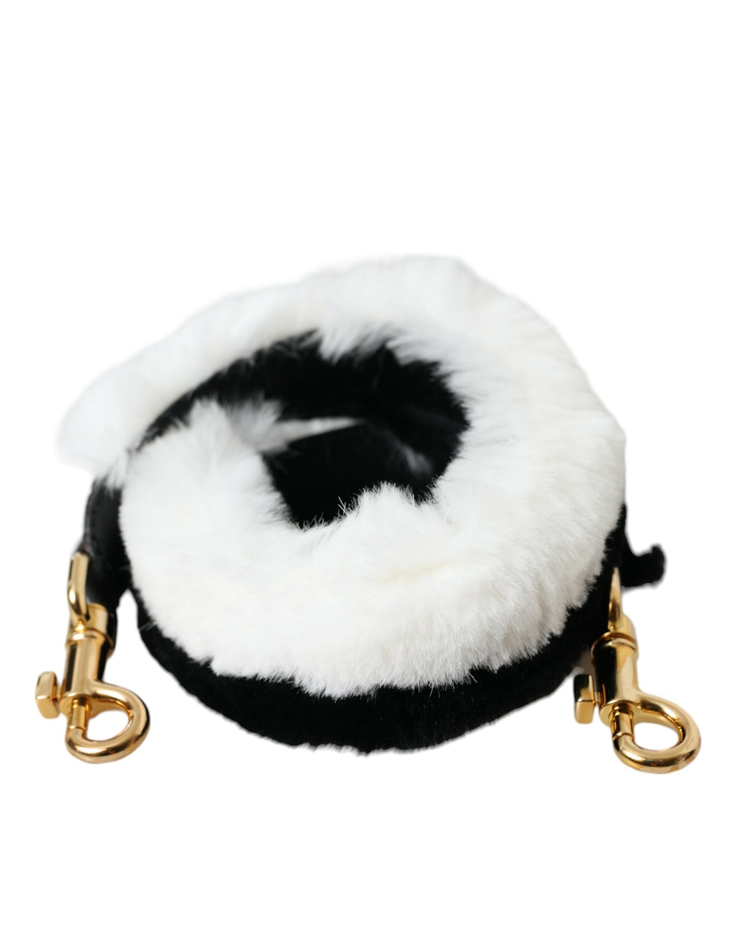 Black White Lapin Fur Accessory Shoulder Strap