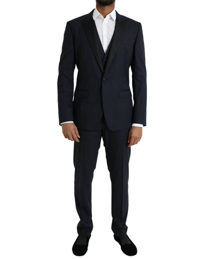 Dolce & Gabbana Dark Blue MARTINI Wool Formal 3 Piece Suit