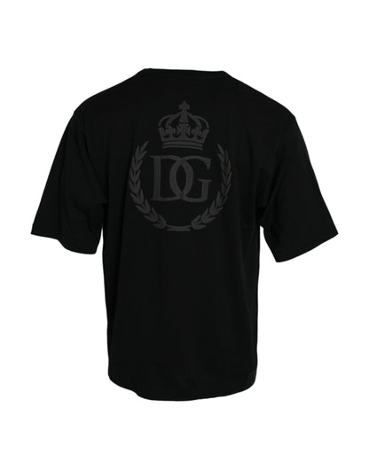 Dolce & Gabbana Black Logo Embossed Crew Neck Short Sleeves T-shirt