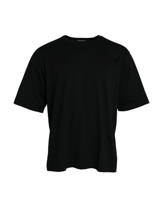 Dolce & Gabbana Black Logo Embossed Crew Neck Short Sleeves T-shirt