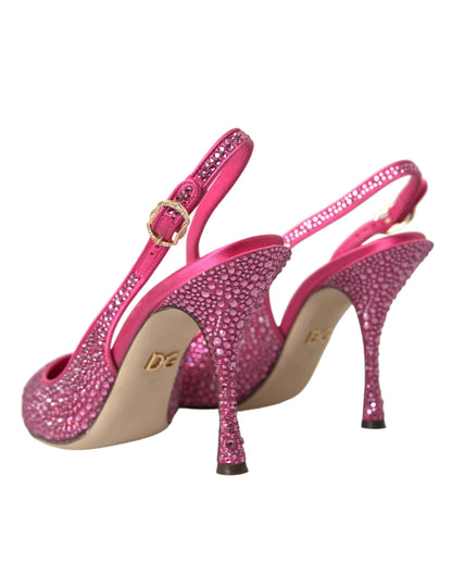 Dolce & Gabbana Pink Slingbacks Crystal Pumps Shoes