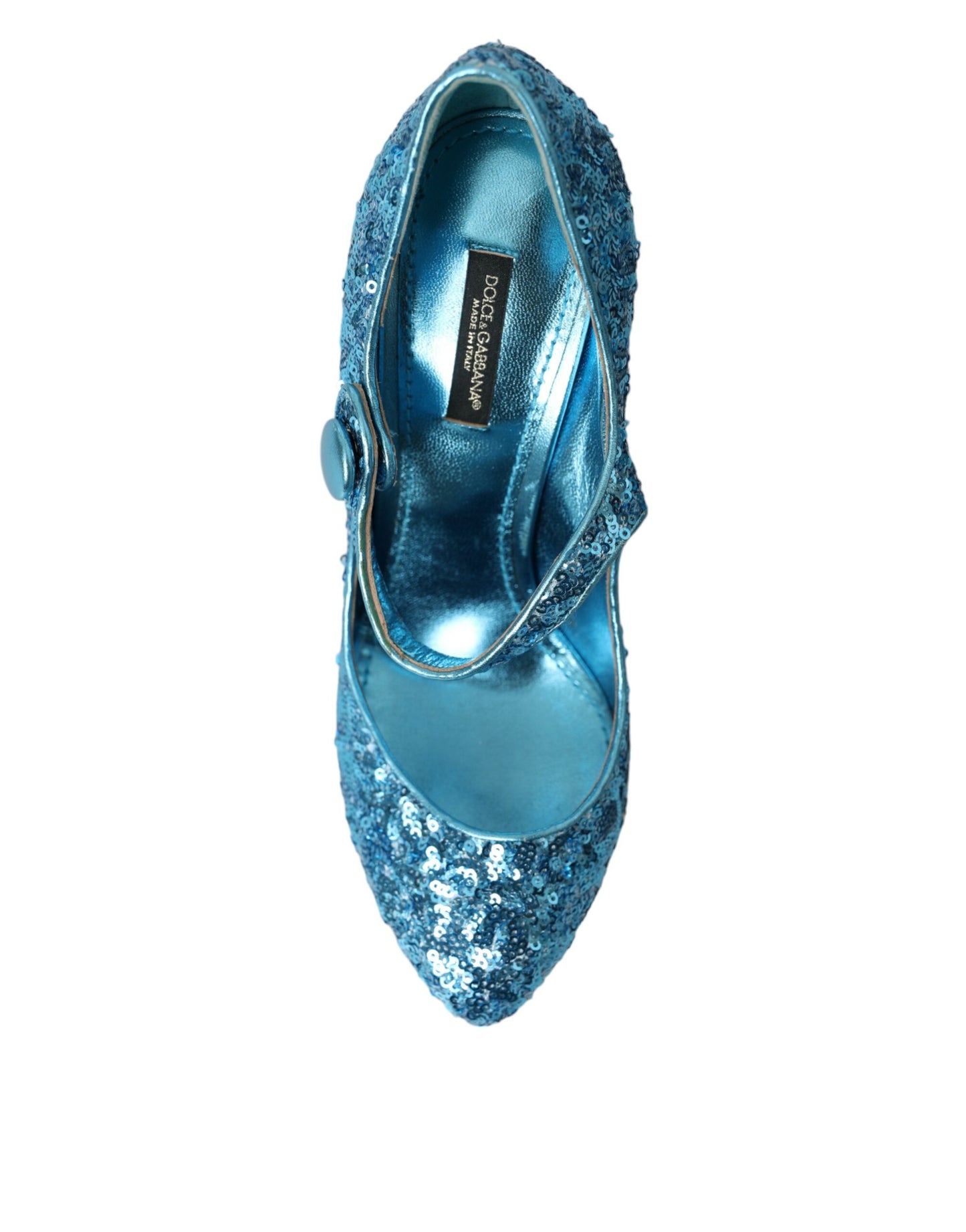 Dolce & Gabbana Blue Sequin Mary Jane Pumps High Heels Shoes