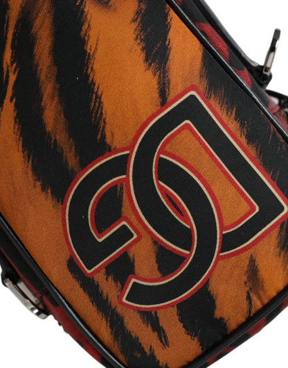 Multicolor Tiger Print Nylon Logo Cross Body Bag