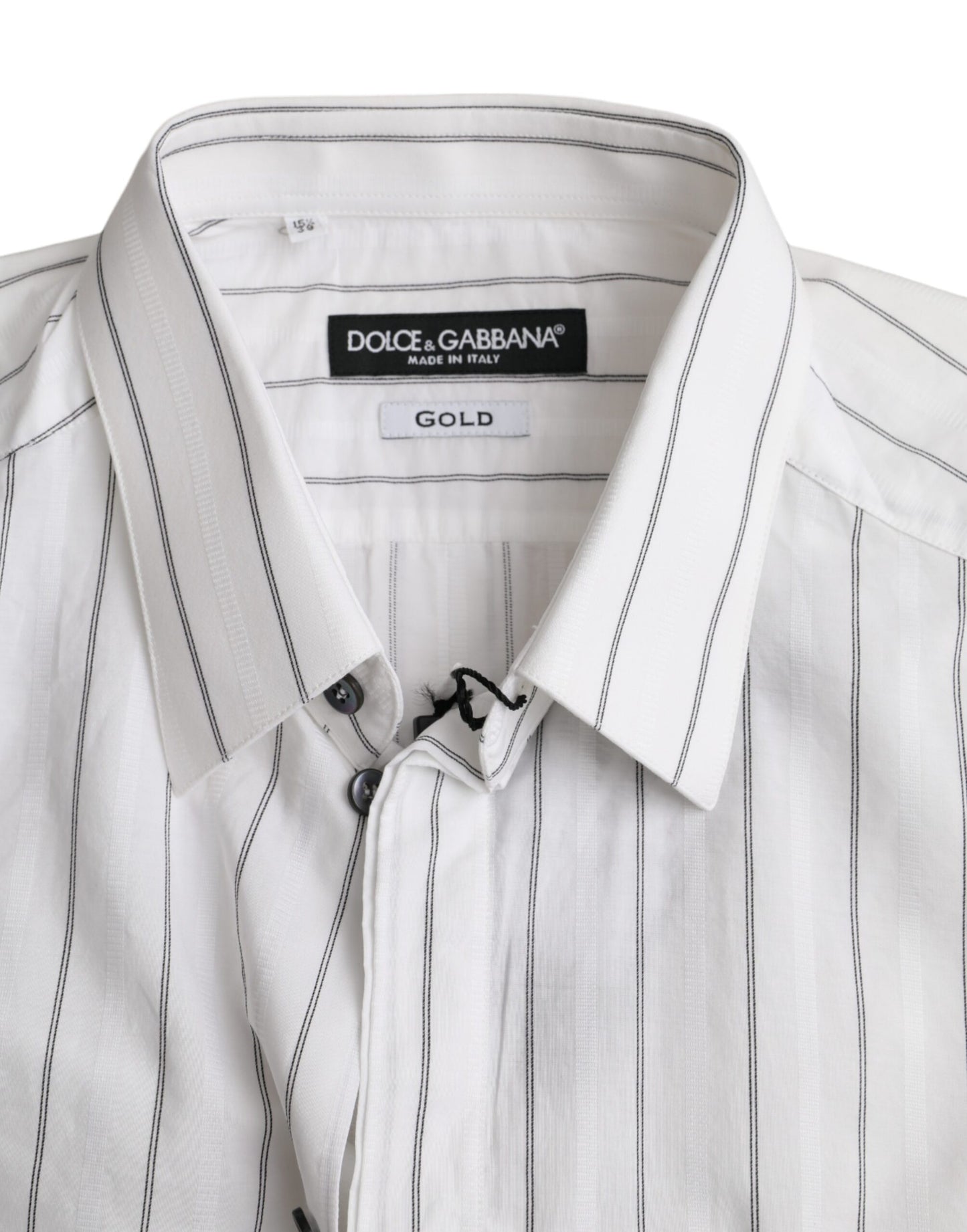 Dolce & Gabbana Black White Striped Formal Dress GOLD Shirt