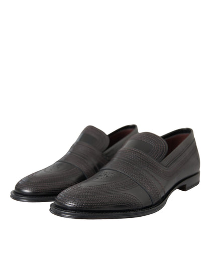 Dolce & Gabbana Black Brown Leather Loafer Men Dress Shoes