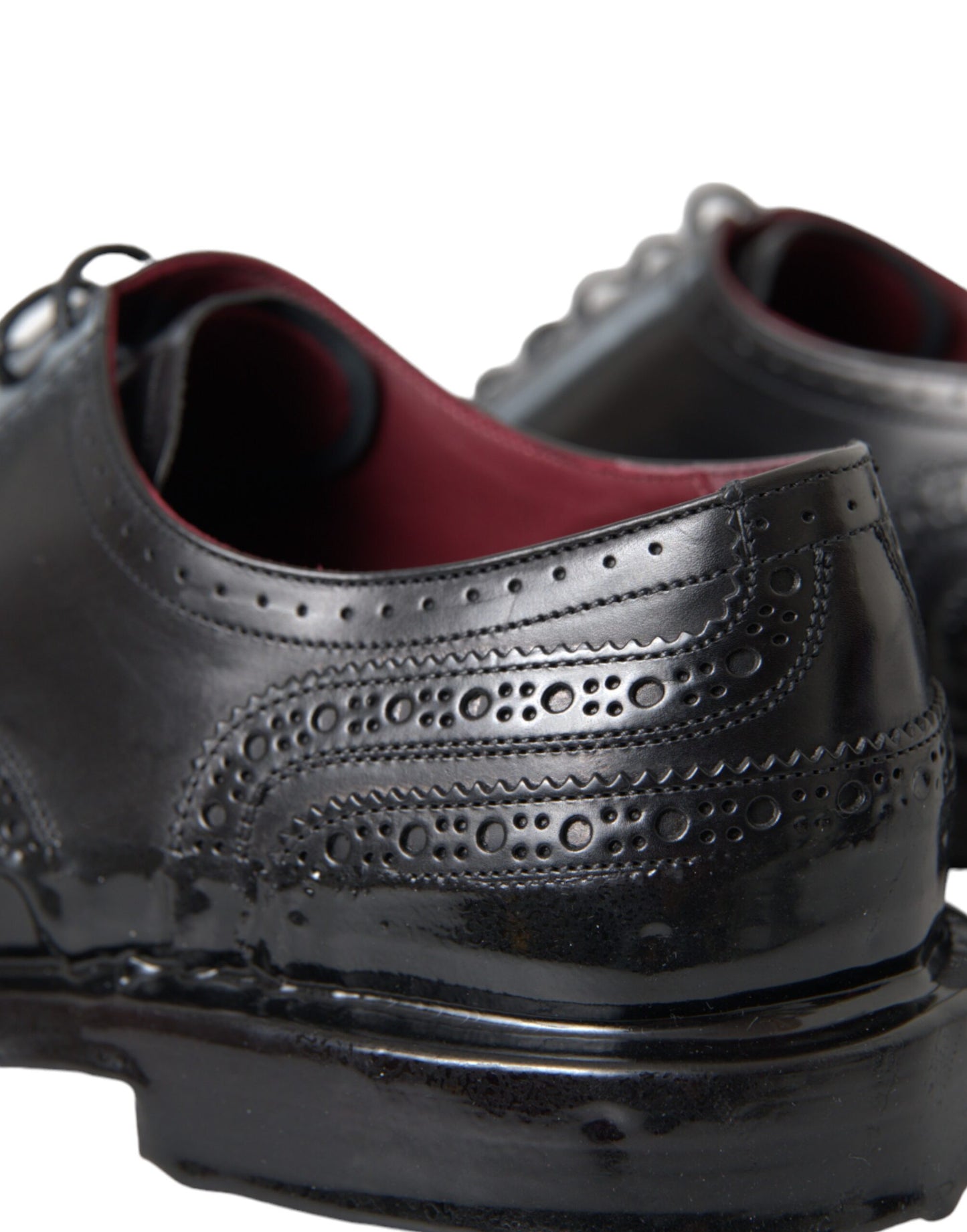 Dolce & Gabbana Black Leather Oxford Wingtip Formal Men Shoes