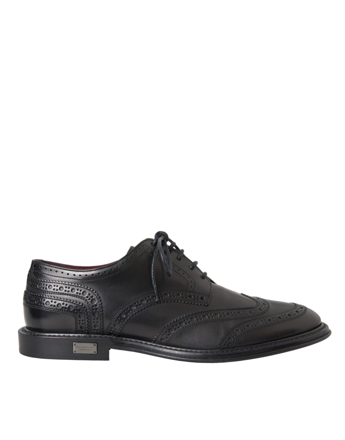 Dolce & Gabbana Black Leather Oxford Wingtip Formal Men Shoes