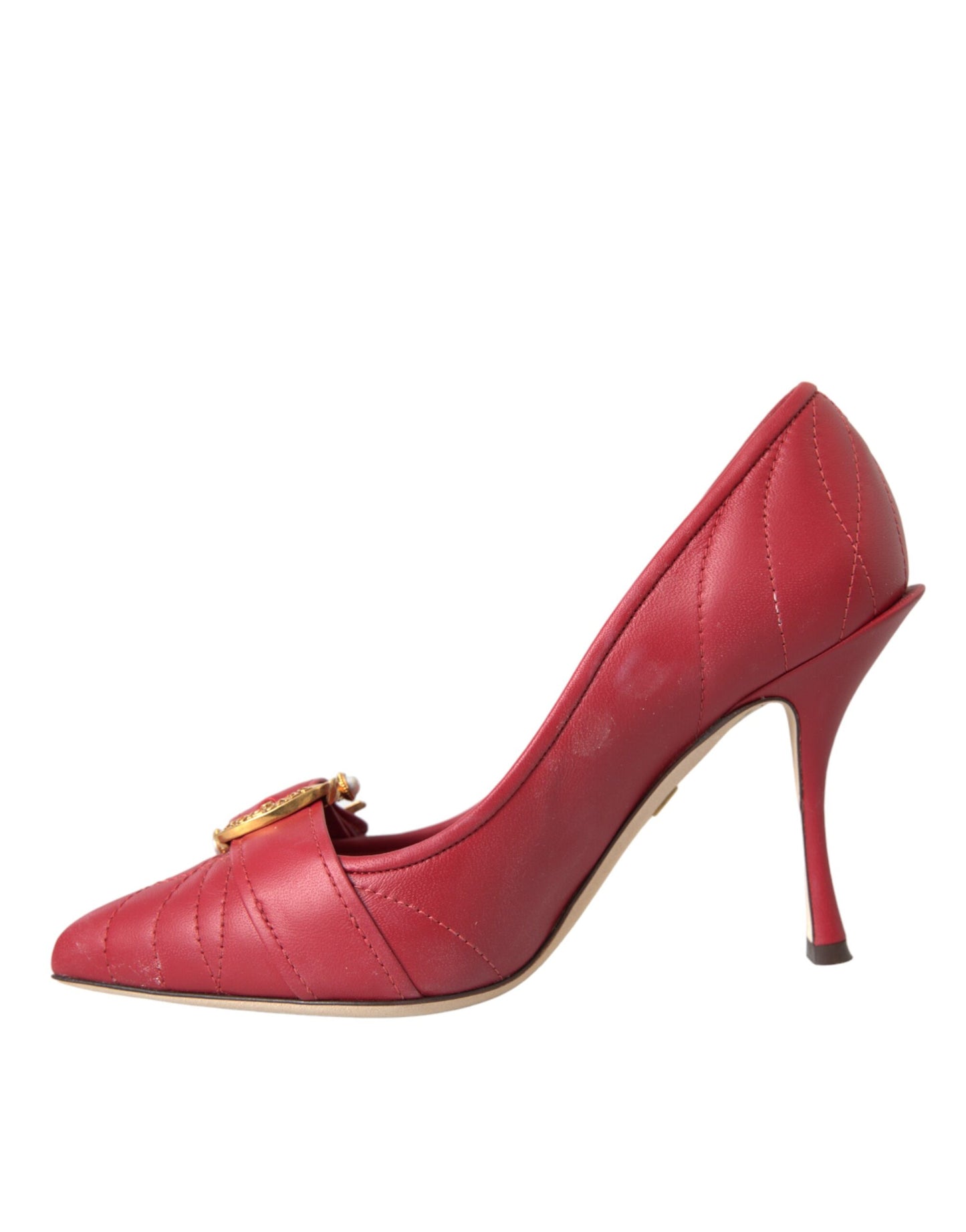 Dolce & Gabbana Red Devotion Leather Heels Pumps Shoes