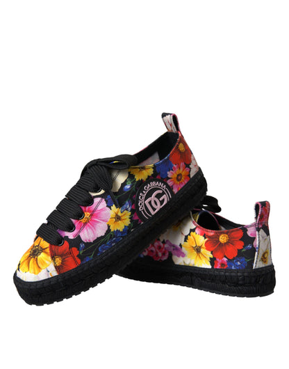 Dolce & Gabbana Multicolor Canvas Floral Espadrilles Sneakers Shoes