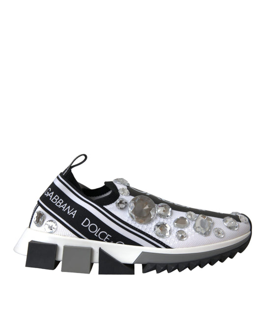 Dolce & Gabbana White Sorrento Crystals Sneakers Shoes