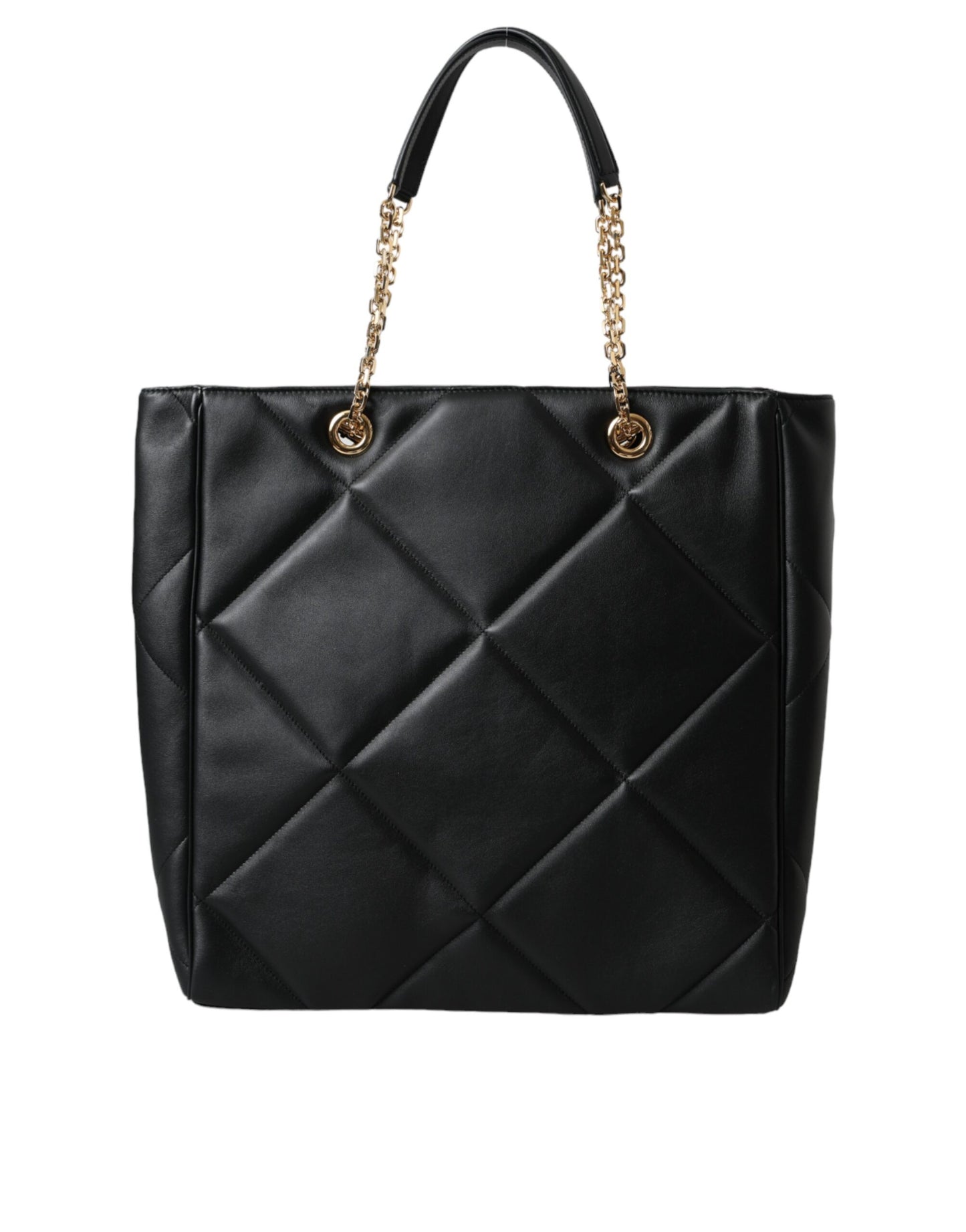 Black Leather JUNGLE Quilted Shopping Tote Bag