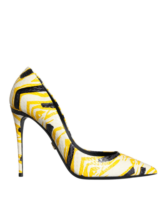 Dolce & Gabbana Multicolor Stripes Leather High Heels Pumps Shoes