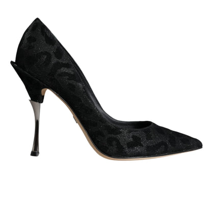 Dolce & Gabbana Black Leopard Lurex High Heels Pumps Shoes