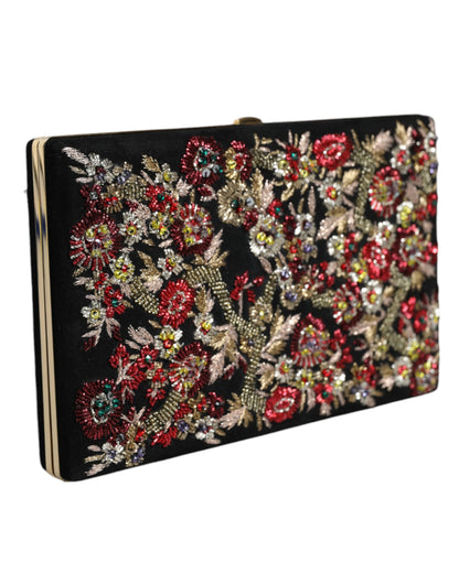 Multicolor Floral Gold Frame Clutch Evening Purse Bag