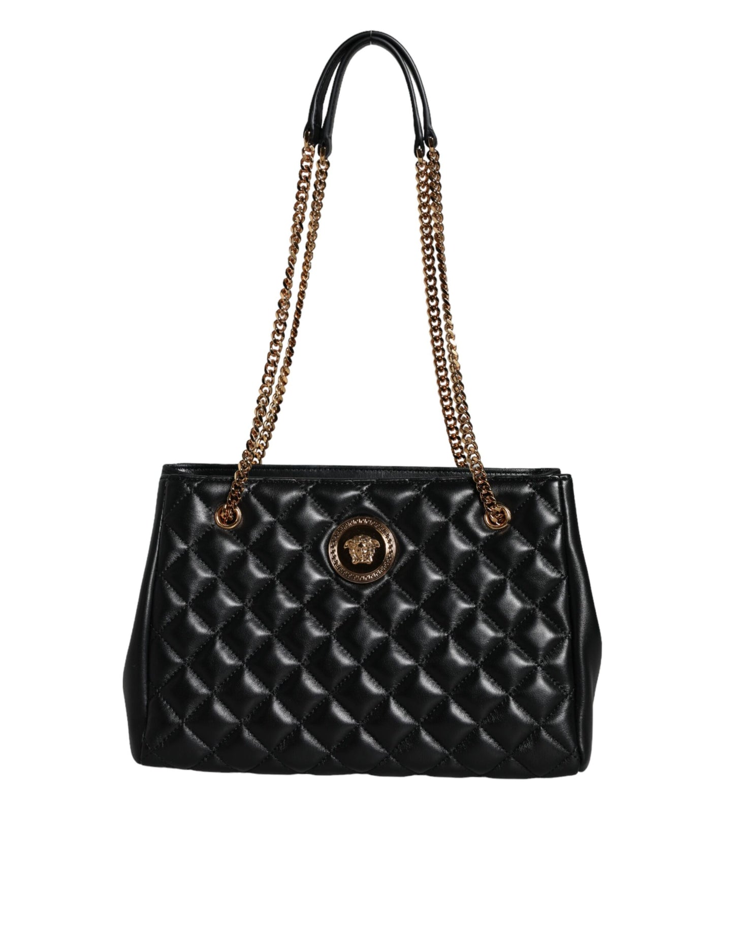 Black Quilted Nappa Leather Shoulder Chain Strap Bag