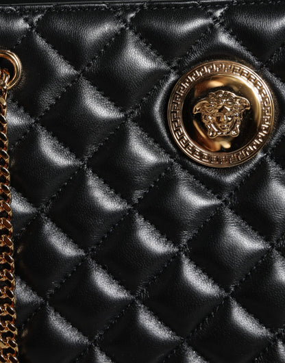 Black Quilted Nappa Leather Shoulder Chain Strap Bag