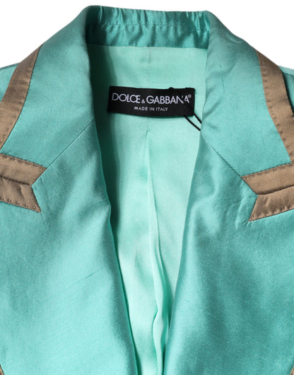 Dolce & Gabbana Metallic Green Single Breasted Blazer Jacket