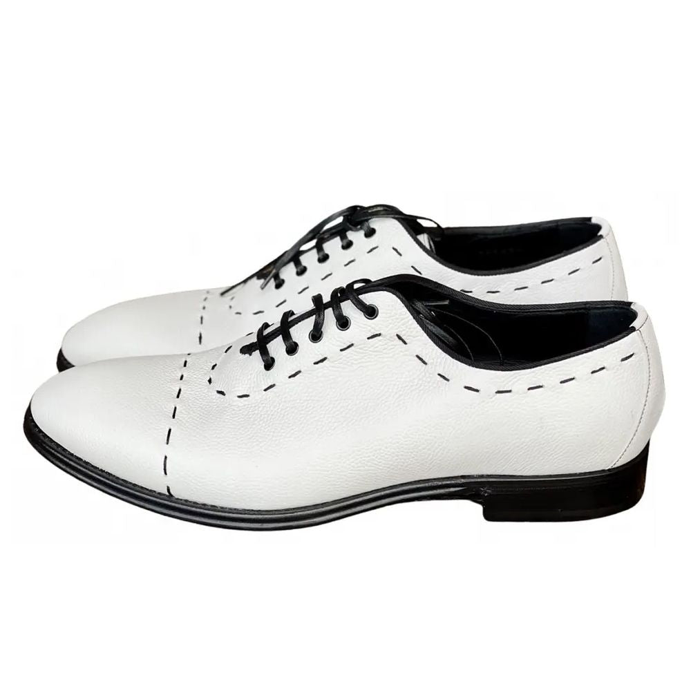 Dolce & Gabbana White Leather Di Calfskin Formal