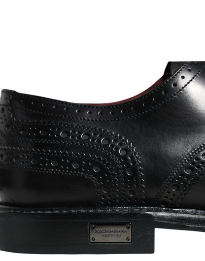 Dolce & Gabbana Black Leather Oxford Wingtip Formal Shoes