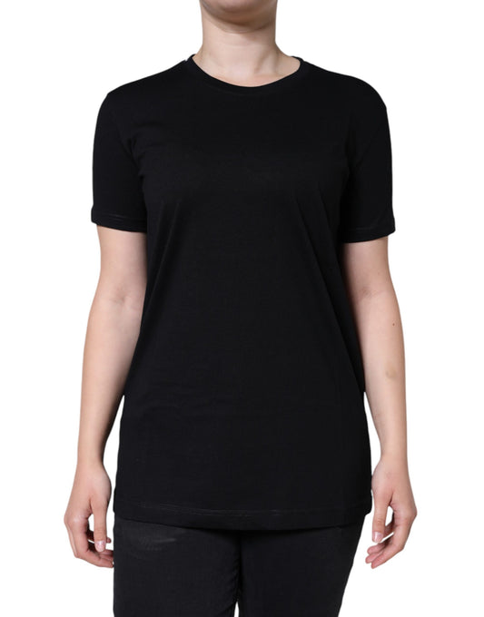 Dolce & Gabbana Black Cotton Crew Neck Short Sleeve T-shirt