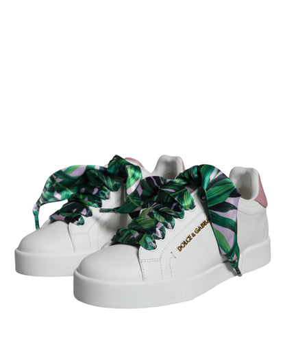 Dolce & Gabbana White Leather Portofino Low Top Sneakers Shoes