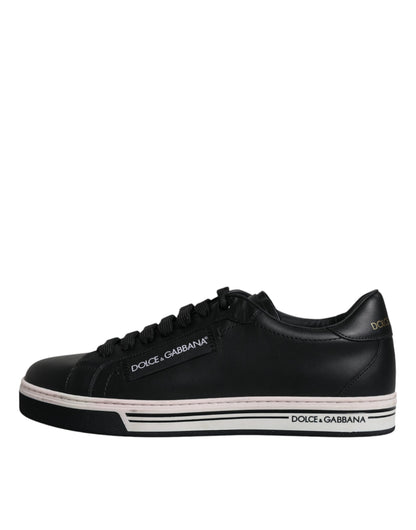 Dolce & Gabbana Black Leather Low Top Men Sneakers Shoes