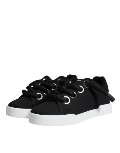 Dolce & Gabbana Black Portofino Low Top Sneakers Shoes